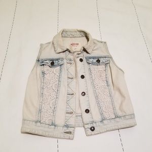 Denim Crochet Lace Vest